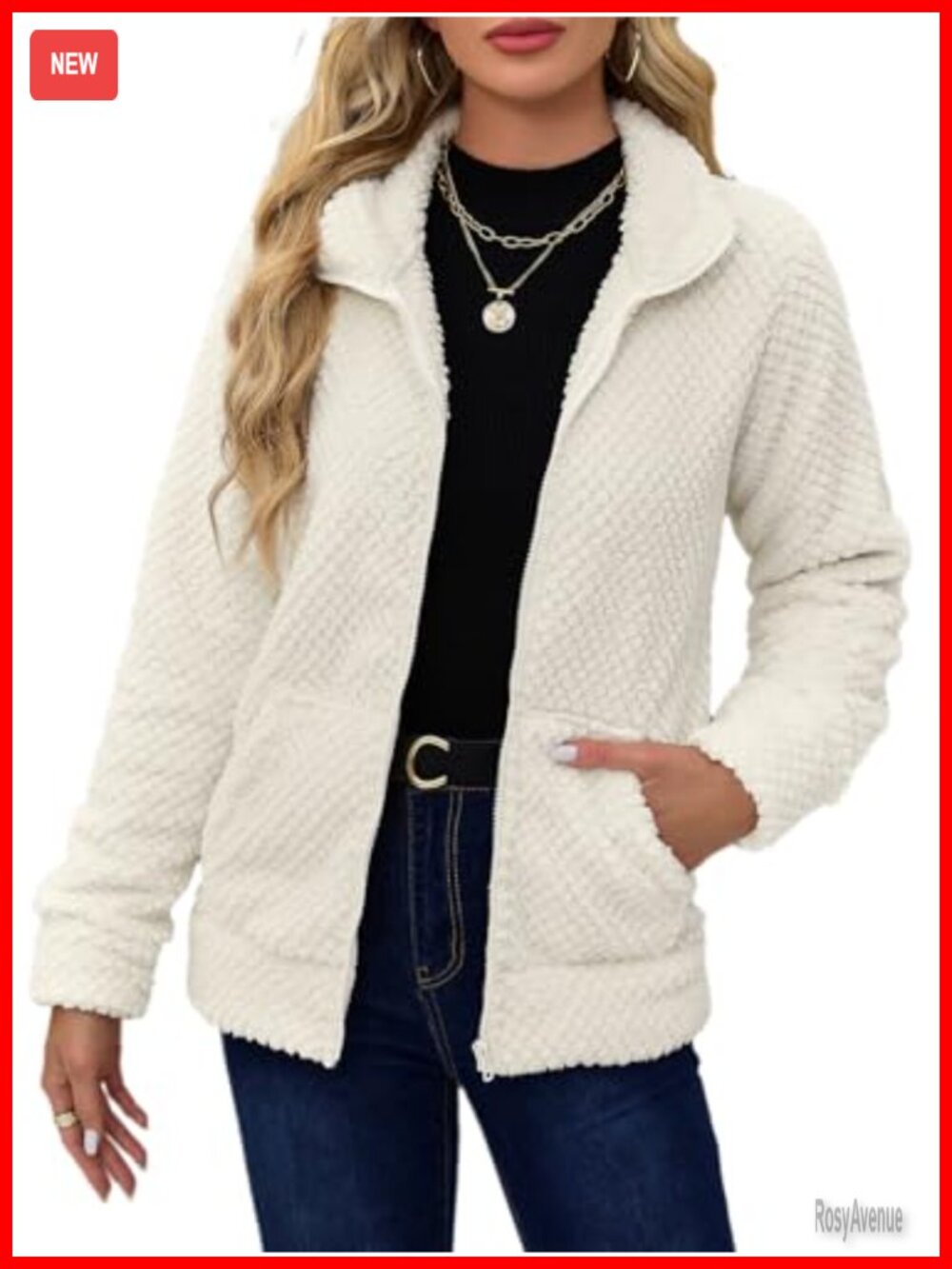 Women's Soft Fleece Full Zip Jacket Warm Winter Fuzzy Sherpa Coat
